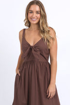 Esmerelda Chocolate Frint Tie Tiered Strappy Maxi Dress