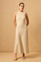 Ripple Neutral Stripe Sleeveless Maxi Dress