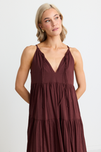 Affair Rosewood Strappy Tiered Maxi Dress