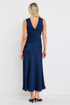 Aston Ink Jacquard Satin Bias Flared Maxi Dress