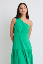 Parade Green One Shoulder Tiered Maxi Dress