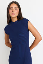 Splendid Ink Rib Knit Funnel Neck Maxi Dress