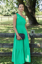 Parade Green One Shoulder Tiered Maxi Dress